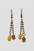 Bronze Chain Dangle Earrings with Autumn Beads