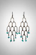 Bronze & Turquoise Chandelier Dangle Earrings