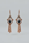 Hammered Copper & Smoky Quartz Dangle Earrings