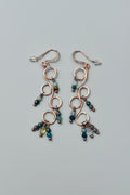 Hammered Copper Dangle Earrings with Bloodstone Beads