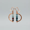 D-Shaped Hammered Copper Dangle Earrings with Bloodstone Beads