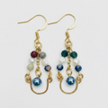 Gold Chandelier Earrings with Bell & Bloodstone Beads