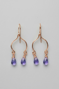 Hammered Copper Indian Dangle Earrings with Lavender Teardrop