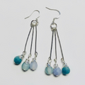 Sterling silver three dangle earrings with opaque blue stones