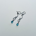 Bronze Curve Dangle Earrings – Green Teardrop