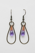 Bronze Lavender Teardrop Oval Dangle Earrings