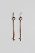 Copper 2' long dangle that has been hammered and pearls added