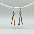 V Shaped Oxidized Hammered Copper Dangle Earrings