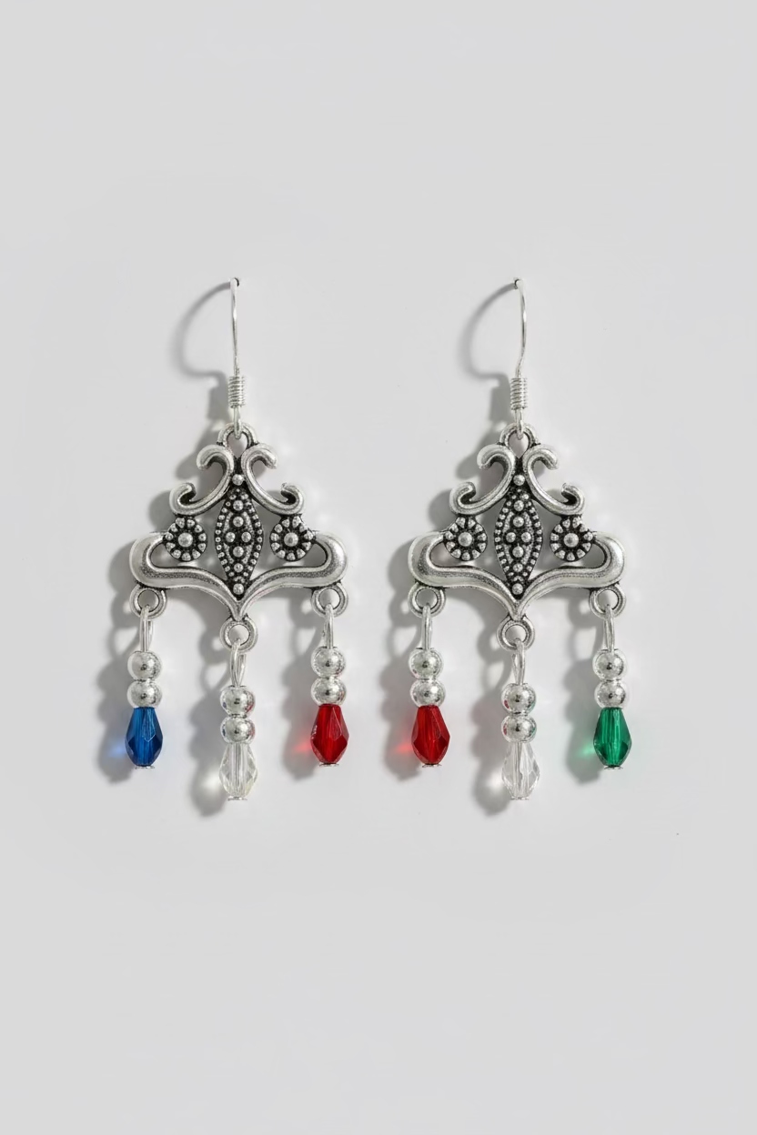 Tibetan Silver Multi-Color Glass Stone Bracelet