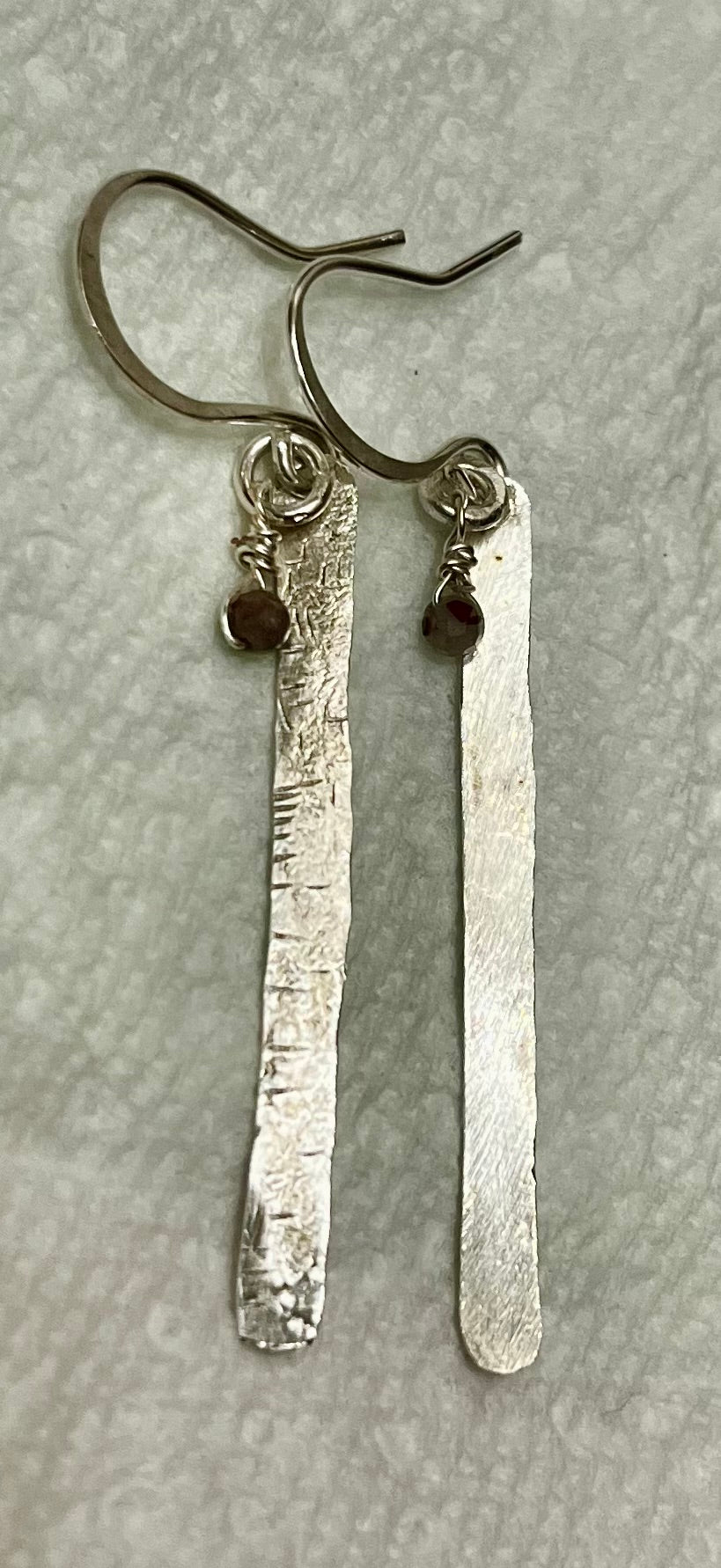 Sterling Silver Bloodstone Dangle Earrings — .925 Silver, Mixed Colors