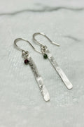 Sterling Silver Bloodstone Dangle Earrings — .925 Silver, Mixed Colors