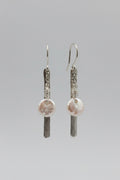 Sterling Silver Chain Dangle Earrings with Natural Pearl — .925 Silver