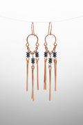Chandelier Dangle Earrings with Black Beads & Copper Pendulum