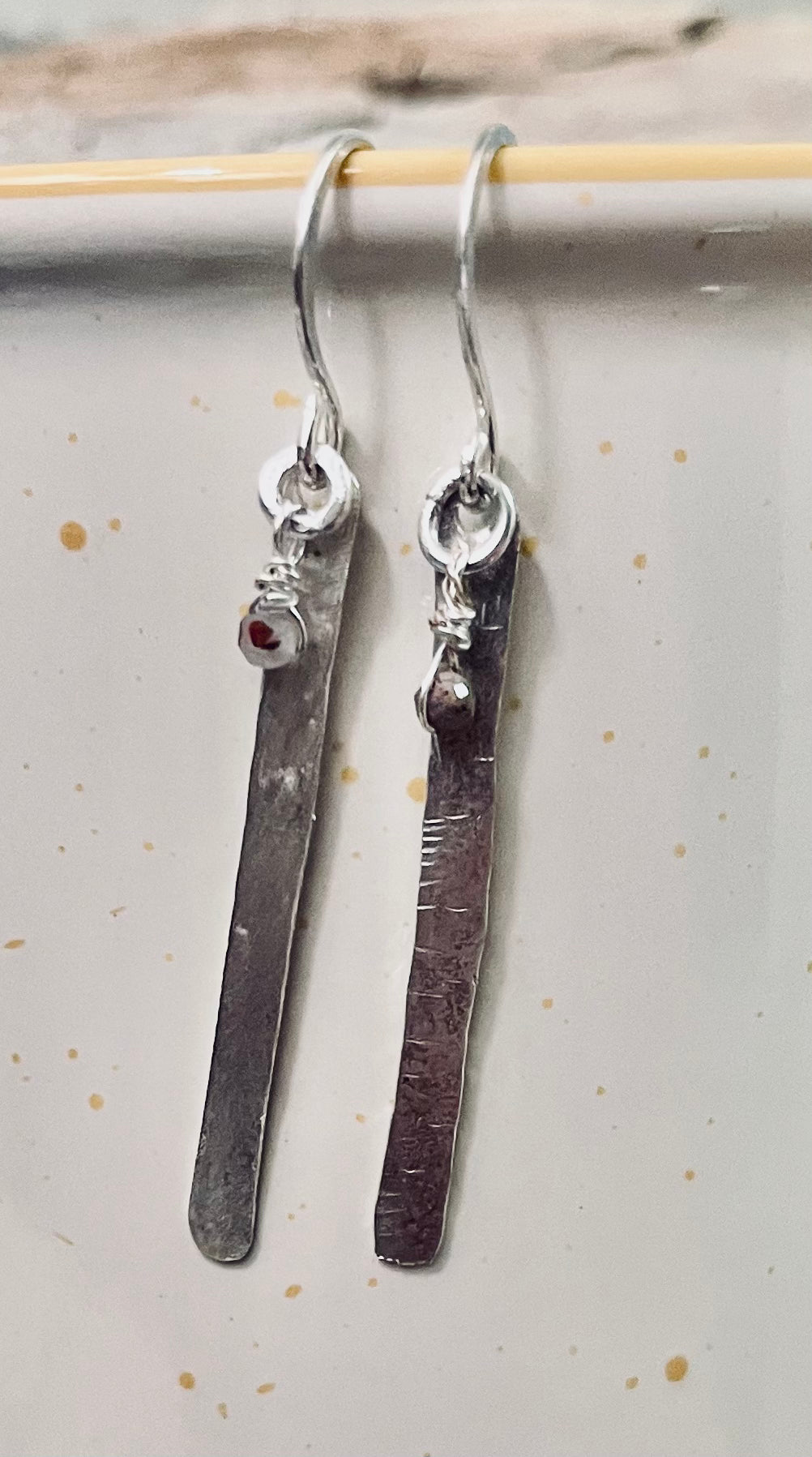 Sterling Silver Bloodstone Dangle Earrings — .925 Silver, Mixed Colors