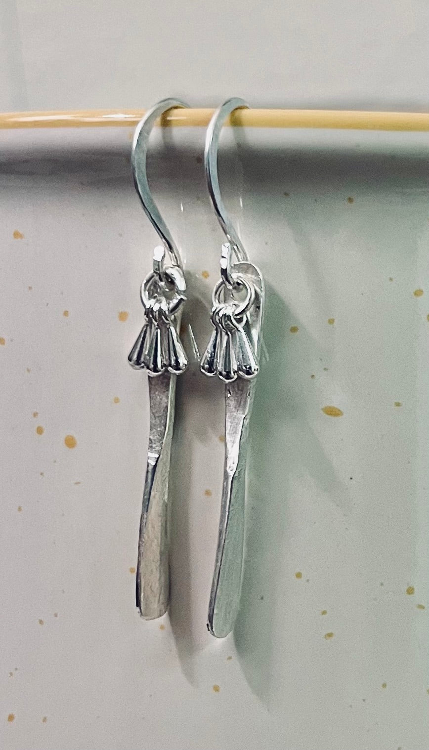 1.5" Sterling Silver Propeller Dangle Earrings — Pearl or Silver Dangles