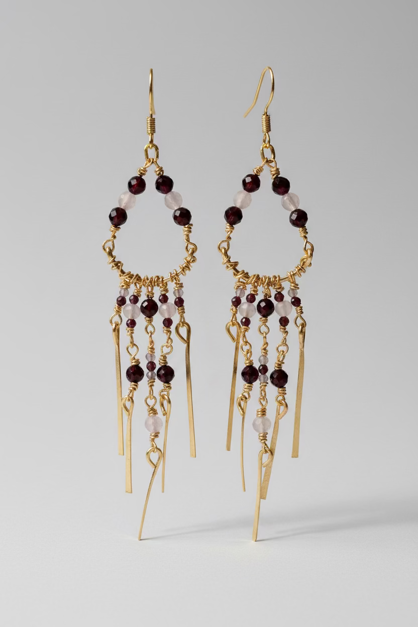 African Purple Bead Earrings | 14K Gold Filled Wire