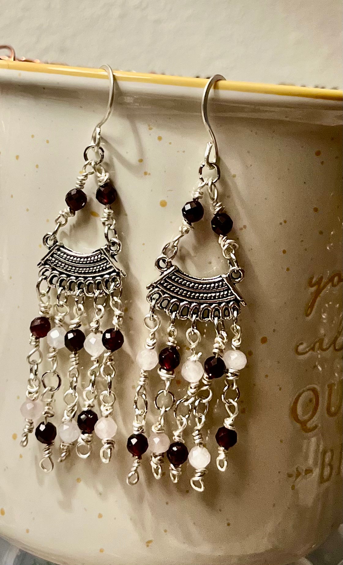 Amethyst on Tibetan Charm with White African Bloodstones