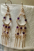 Amethyst on 14K Gold Plated Dangle Earrings