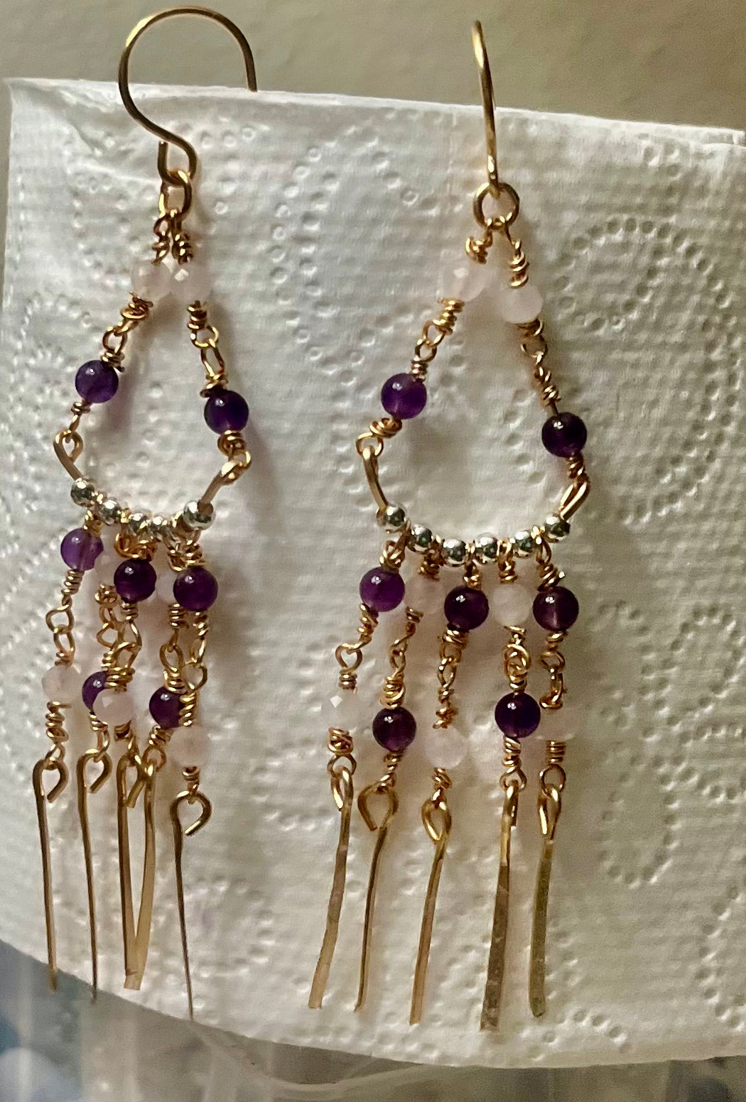 Amethyst on 14K Gold Plated Dangle Earrings